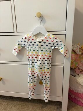 Primary Rainbow Heart  Footie 0-3 Months